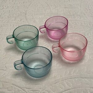 Tupperware Set of 4 PRELUDIO Acrylic Pastel Water Color Mugs or Cups Like New